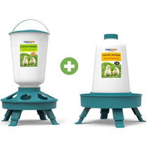 UniEgg® Slimme voerbak 1,5 kg + drinkbak 1,5 liter (Groen) - automatisch en innovatief - met 3 standen - drinkbak voor kuikens kip, kwartel en ander pluimvee of gevogelte