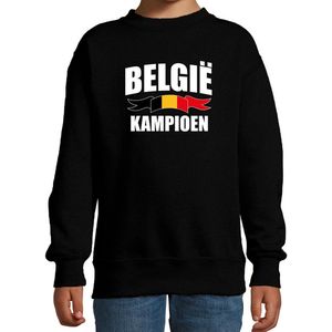 Belgie kampioen supporter sweater zwart EK/ WK voor kinderen - EK/ WK trui / outfit 122/128