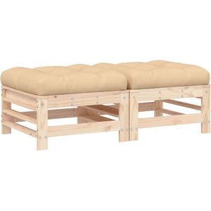 vidaXL Tuinvoetenbanken - Massief Grenenhout - 2 st. Tuin Bankje - Voetenbank - Lounge Set - Buitenbank - Teak Bank