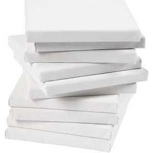 Gespannen canvas, afm 15x15 cm, diepte 1,6 cm, wit, 280 gr, 80stuks, 280 gr