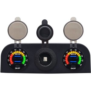 ProRide 12V USB Autolader 2 Poorten - QC3.0 - Voltmeter en 12V/24V Sigarettenplug - Drievoudig opbouw
