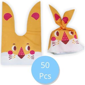 Uitdeelzakjes konijn oranje 50 stuks - Plastic Uitdeelzakjes Kinderfeestje