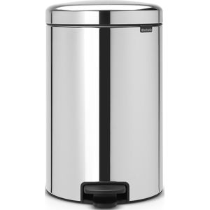 Brabantia NewIcon Prullenbak - 20 liter - Brilliant Steel - met Metalen binnenemmer