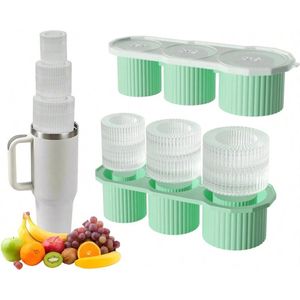 S&E Siliconen IJsblokjesvorm met Deksel - Herbruikbare Holle Cilinder IJsblokjes voor Stanley Cup Thermos Drinkfles - Perfecte IJsblokken voor Drinkbekers en Vriezers - Groen