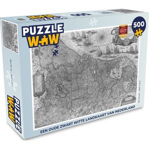 Puzzel Een oude zwart witte landkaart van Nederland - Legpuzzel - Puzzel 500 stukjes