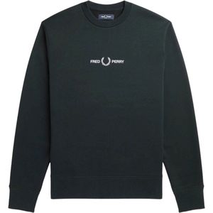 Fred Perry - Sweater Donkergroen Logo - Heren - Maat XL - Regular-fit
