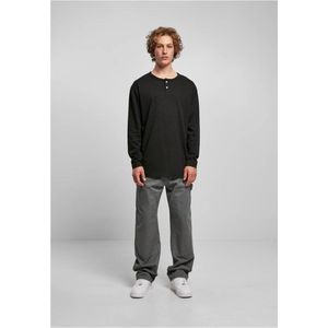 Urban Classics - Organic Oversized Henley Longsleeve shirt - L - Zwart