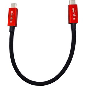 NÖRDIC USB4-053 USB-C Kabel - 100W PD - 40Gbps - 8K - Thunderbolt 3 - 50cm - Rood
