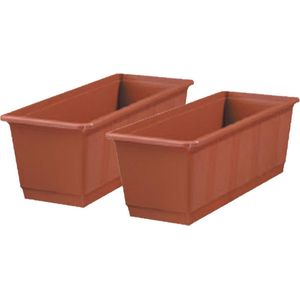 Set van 5x stuks plantenbakken terracotta rechthoekig 40 x 17,5 x 14,5 cm - Bloembakken/plantenbakken voor binnen/buiten