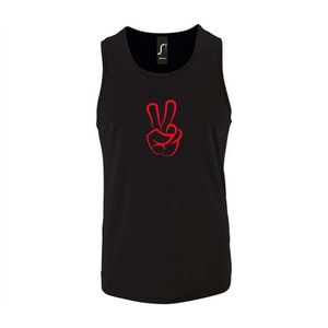Zwarte Tanktop sportshirt met ""Peace / Vrede teken"" Print Rood Size XXL