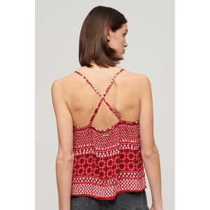 Superdry Printed Woven Mouwloos T-shirt Rood L Vrouw