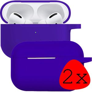 Case Geschikt voor Airpods Pro Hoesje Siliconen Hoes Cover - Hoes Geschikt voor Apple Airpods Pro Case Siliconen - Donkerblauw - 2 Stuks.