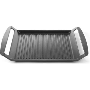 Grillplaat voor alle warmtebronnen met inductiebodem en anti-aanbaklaag, 390x260x(H)35mm