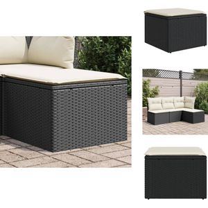 vidaXL Tuinkruk - Tuinkrukken - Krukje - Rattan Krukje - Tuinkruk met kussen 55x55x37 cm poly rattan zwart