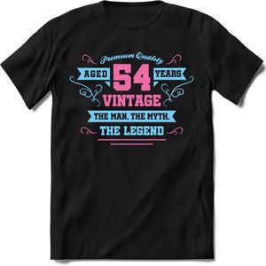 54 Jaar Legend - Feest kado T-Shirt Heren / Dames - Licht Blauw / Licht Roze - Perfect Verjaardag Cadeau Shirt - grappige Spreuken, Zinnen en Teksten. Maat L