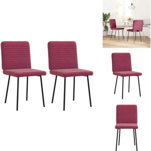 vidaXL Eetkamerstoel - Eetkamerstoelen - Dinerstoel - Stoel - Eetkamerstoelen 2 st fluweel wijnrood