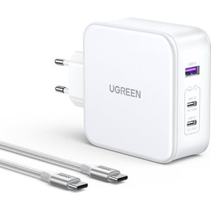 UGREEN 140W GaN Snellader - Nexode USB-A+2*USB-C - Fast Charger met USB-C Cable wit - MacBook Pro/Air, Dell XPS, iPhone 14 Pro Max/Pro/14, Galaxy S23 Ultra/S23+/S23/S22 Ultra, Steam Deck
