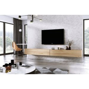 Meubel Square - TV meubel DIAMOND - Eiken - 300cm (2x150cm) - Hangend TV Kast