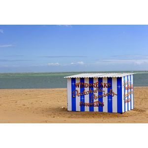 Dibond - Zee / Water in blauw / beige / wit / zwart - 80 x 120 cm