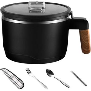Grote Instant Noodle Bowl met Deksel - Soepbeker voor Ramen Noodle en Gumbo - Magnetronbestendige Soepkom met Deksel .