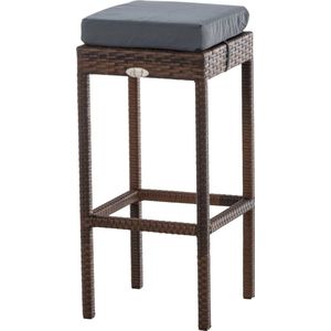 In And OutdoorMatch Barkruk Bianka - Donkergrijs - Rotan - Barstoelen buiten of keuken - Zonder rugleuning - Set van 1 - Wicker - Ergonomisch - 74cm hoog