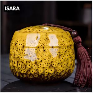 ISARA Luxueuze Urn Hond Kat Vogel – Urne – Keramiek – Urnen – Urn Voor Dieren – Urn Hond Overleden – Urn Kat – 500 ML – Geel