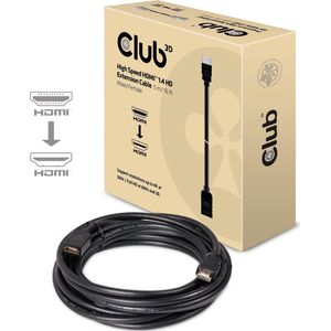 club3D CAC-1320 HDMI-kabel HDMI Verlengkabel HDMI-A stekker, HDMI-A bus 5.00 m Zwart