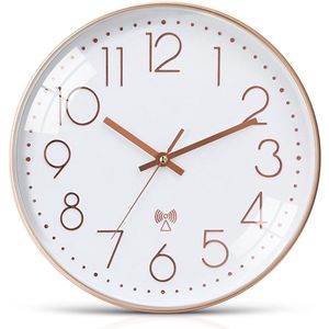 Radiogestuurde klok 30 cm radiogestuurde wandklok, radiogestuurde klok woonkamer, gemakkelijk af te lezen, modern, geen tikkend geluid, stille hangklok, voor kamers in huis, keuken, slaapkamer, kantoor, school (wit)
