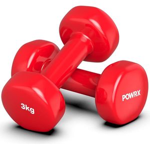 Paar vinyl halters (2 x 3 kg (rood)) Ideaal voor gymnastiek aerobics Pilates 0,5 kg - 10 kg I Halterset