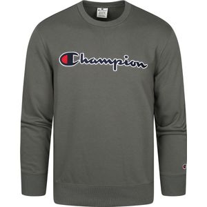 Champion - Sweater Script Logo Donkergroen - Heren - Maat M - Comfort-fit