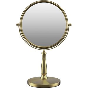Cosmetische spiegel Basic Retro Make-up Spiegel Vintage Stijl Hoge Resolutie Tafel Cosmetische Spiegel Koperdraadstructuur 1X/10X Vergroting 360 Graden Rotatie - Oud Goud
