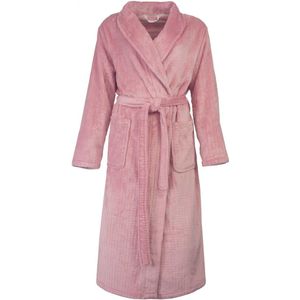 Tenderness Dames Ochtendjas - Fleece - Wafelmotief - Roze - Maat XL