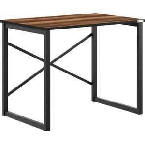 FurniChic, computertafel, bureau computertafel, laptop en PC tafel, studie bureau, industrieel ontwerp, voor thuiskantoor, eenvoudige montage, barok walnoot -90x60x73 cm(lxbxh)