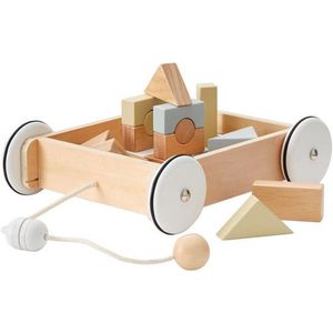 Houten Trekwagen Met Blokken Naturel Kids Concept