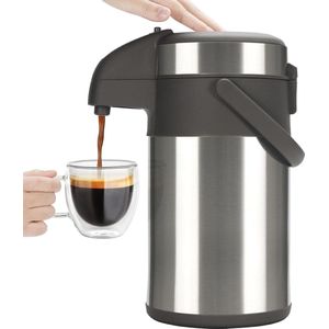 3L geïsoleerde pomp actie airpot - roestvrij staal vacuüm thermische drank dispenser BPA vrije koffie karaf - 3 liter capaciteit rolling can dispenser