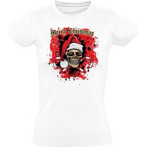 Merry Christmas Dames T-shirt - kerst - doodshoofd - kerstmis - feestdag - winter - grappig