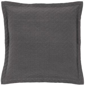 Sierkussenhoes Rose 50x50cm grijs met jacquard patroon en boord 100% katoen