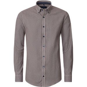 CASA MODA Sport comfort fit overhemd - flanel - bruin dessin - Strijkvriendelijk - Boordmaat: 45 - 46