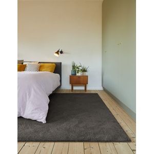 Carpet Studio Utah Loper Tapijt 57x120cm - Vloerkleed Hoogpolig - Tapijt Woonkamer en Tapijt Slaapkamer - Kleed Antraciet