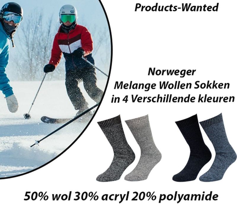 4-Paar Norweger Melange Wollen Sokken in 4 Verschillende kleuren 43-45