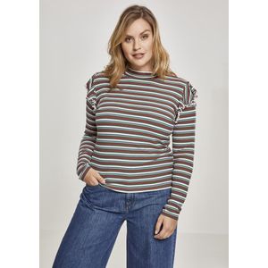 Urban Classics Longsleeve top -XL- Striped Volant Groen/Rood