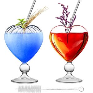 Hartvormige Cocktail Glas 230ml Set van 2 Liefde Hart Wijnglas Helder Romantische Martini Cups Goblet Margarita Drinkglazen Huishoudelijk voor Viering Bruiloft Diner Verjaardagsfeestje