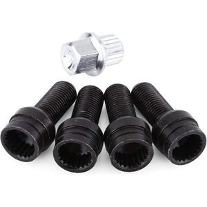 Wielboutmoer 4 + 1 M14 x 15 mm zwart stalen set - auto accessoires .