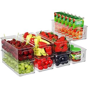 Selbro ® Koelkast-organizer, set van 8, stapelbare opbergdoos