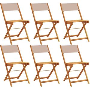 vidaXL Tuinstoel - Tuinstoelen - Inklapbare Tuinstoel - Tuin Stoel - Tuinstoelen 6 st inklapbaar stof en massief hout taupe