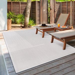 the carpet Lagos robuust buitentapijt, modern, weerbestendig & UV-bestendig, voor balkon, terras en serre, maar ook geschikt voor de keuken, vlak geweven, Cream, 240 x 340 cm