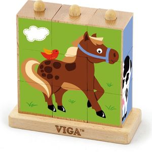 Viga Toys - Stapelblok-puzzel - Boerderijdieren