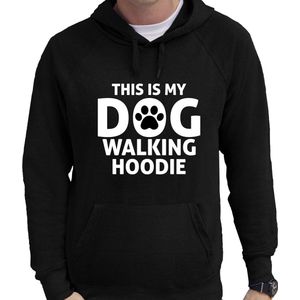 This is my dog walking hoodie Fun tekst hoodie / trui zwart voor heren - Fun tekst luie dag/chillen hooded sweater - Honden thema kleding XXL