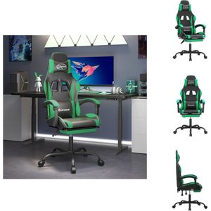 vidaXL Gamingstoel - Gamingstoelen - Televisiestoel - Racingstoel - Gamestoel draaibaar met voetensteun kunstleer zwart en groen