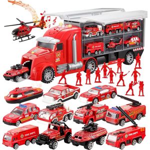 Bolke® - vrachtwagen speelgoed - vrachtwagen speelgoed jongens - brandweer speelgoed - brandweer set - speelfiguren set constructie